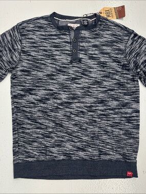MBX Boxy Knit Crewneck Sweater in Navy and Gray NWT